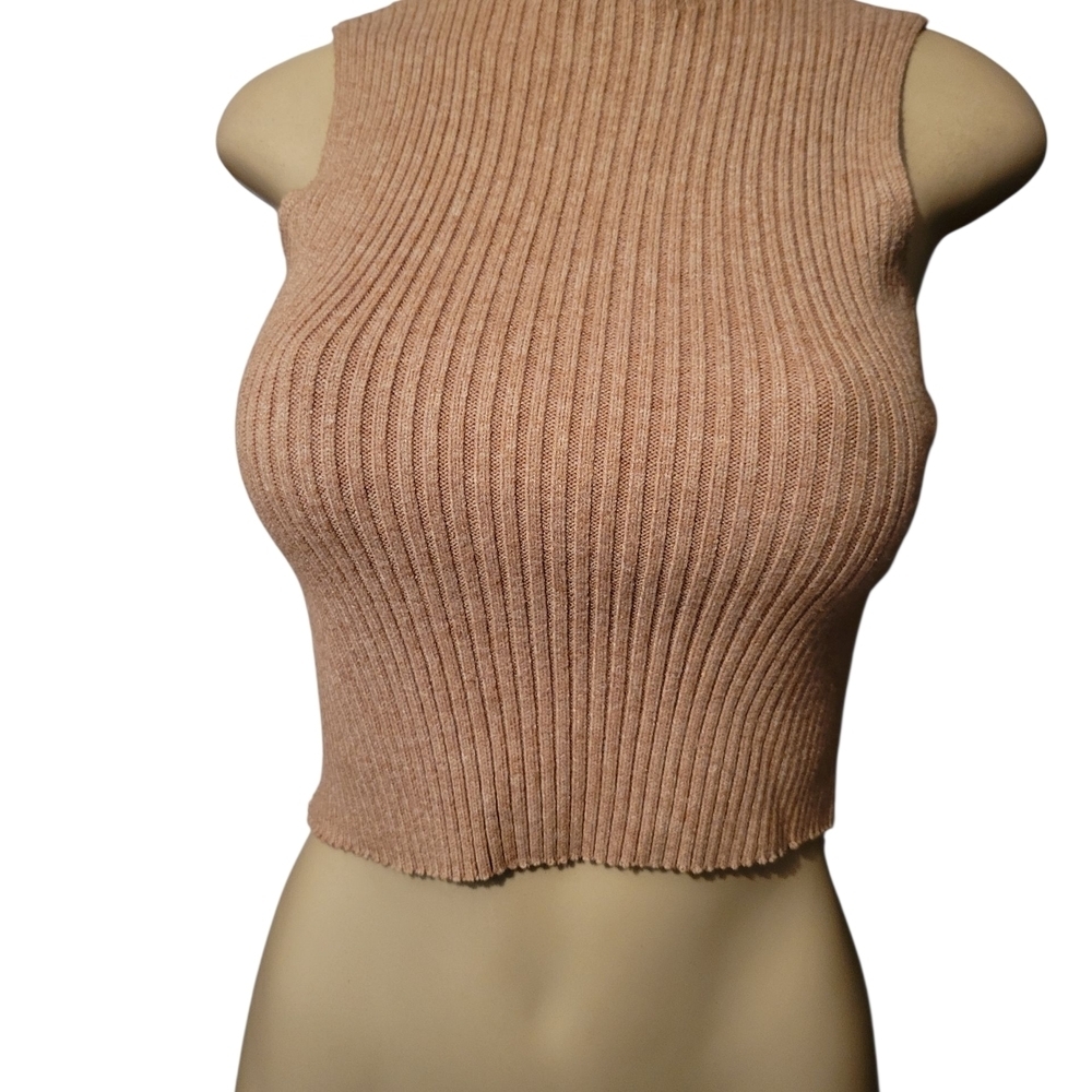 Stradivarius Brown Ribbed Knit Tank Top  XS